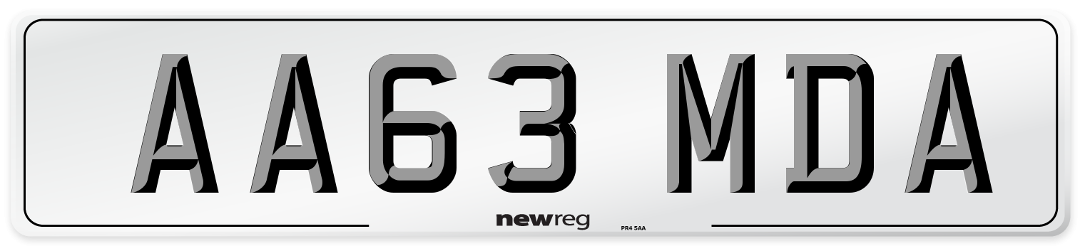 AA63 MDA Number Plate from New Reg